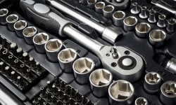 A photograph of a ratchet tool kit